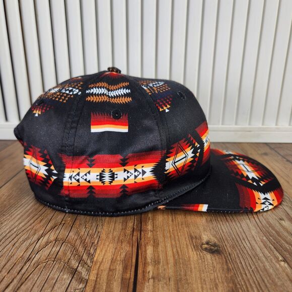 Nativo Aztec Tribal Southwestern Snapback Hat Cap Black Red Native American Flat - Picture 3 of 9